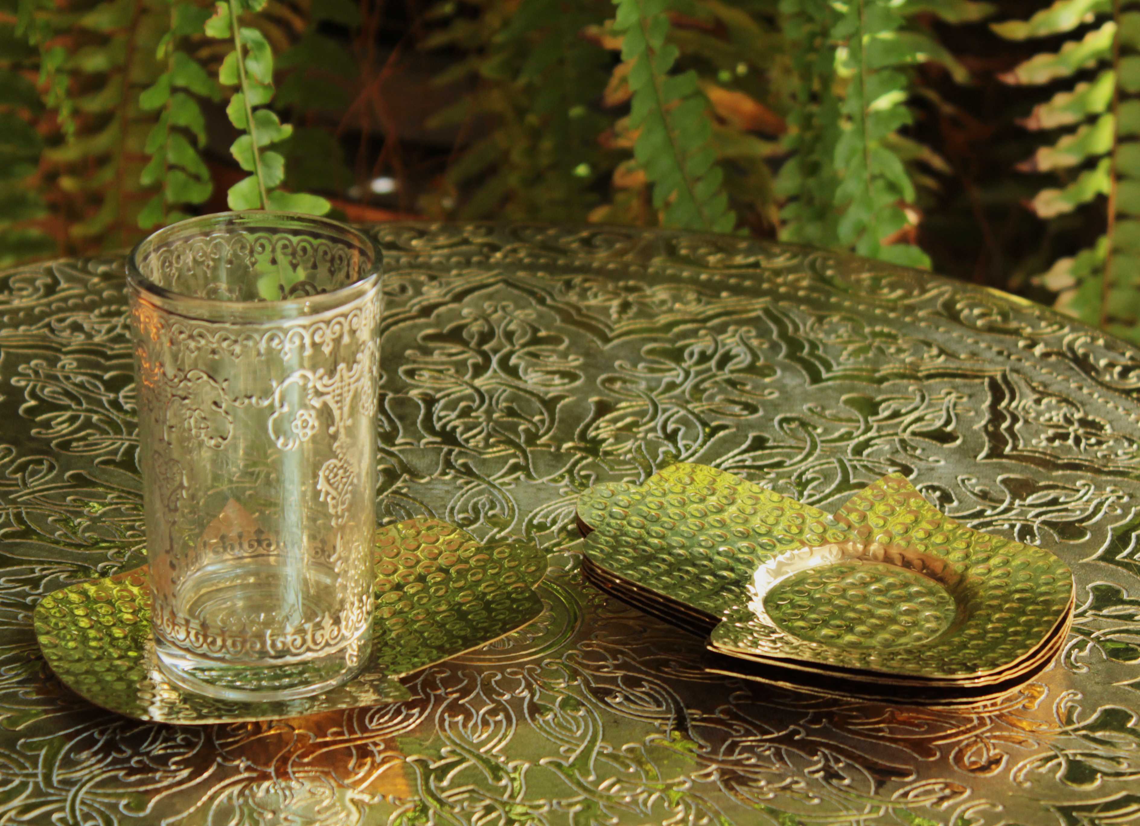 6 Sous-verres en cuivre Khamsa