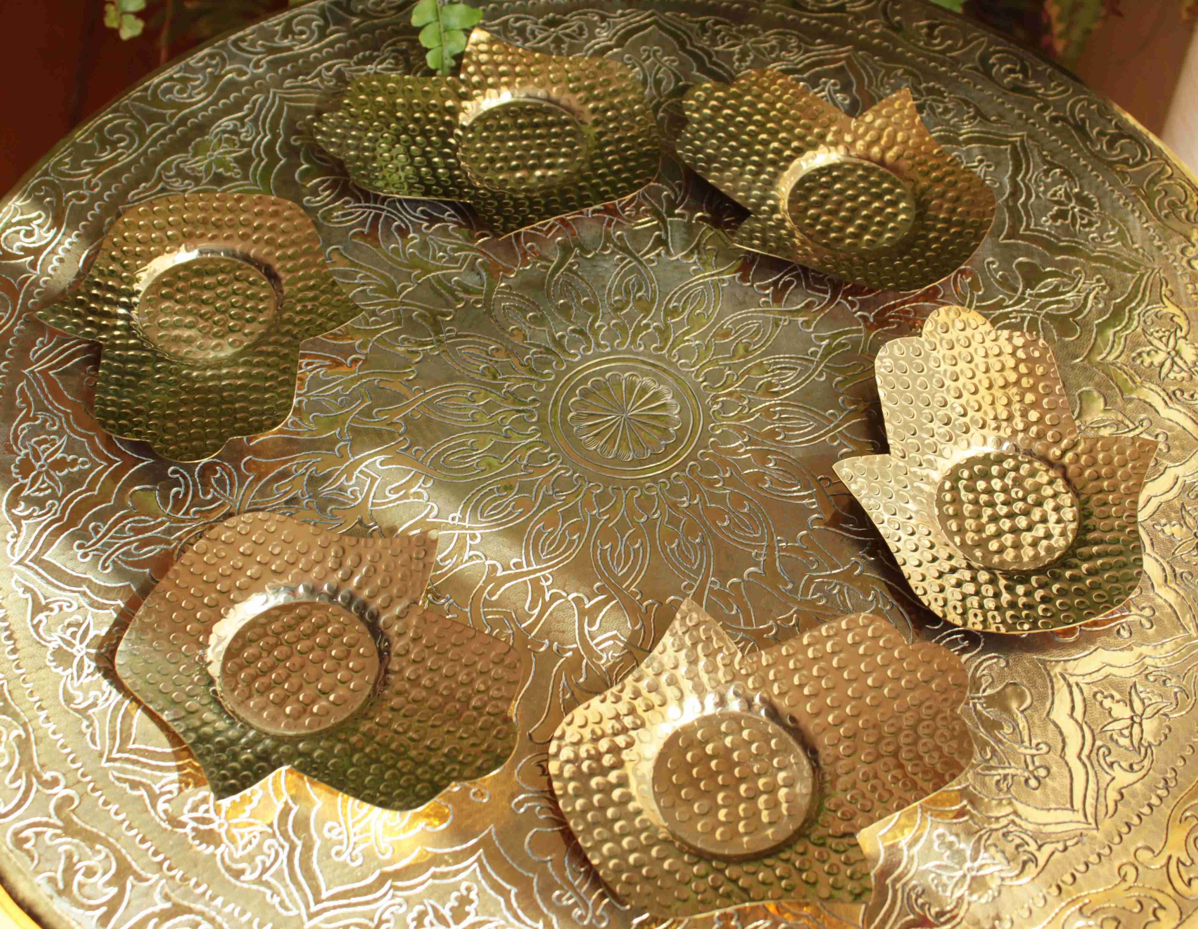 6 Sous-verres en cuivre Khamsa