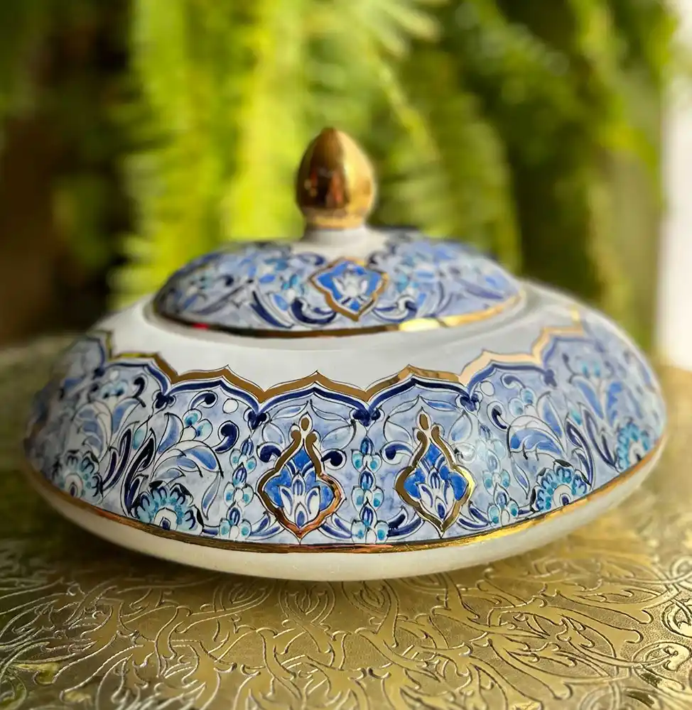 Bonbonnière ovale bleue