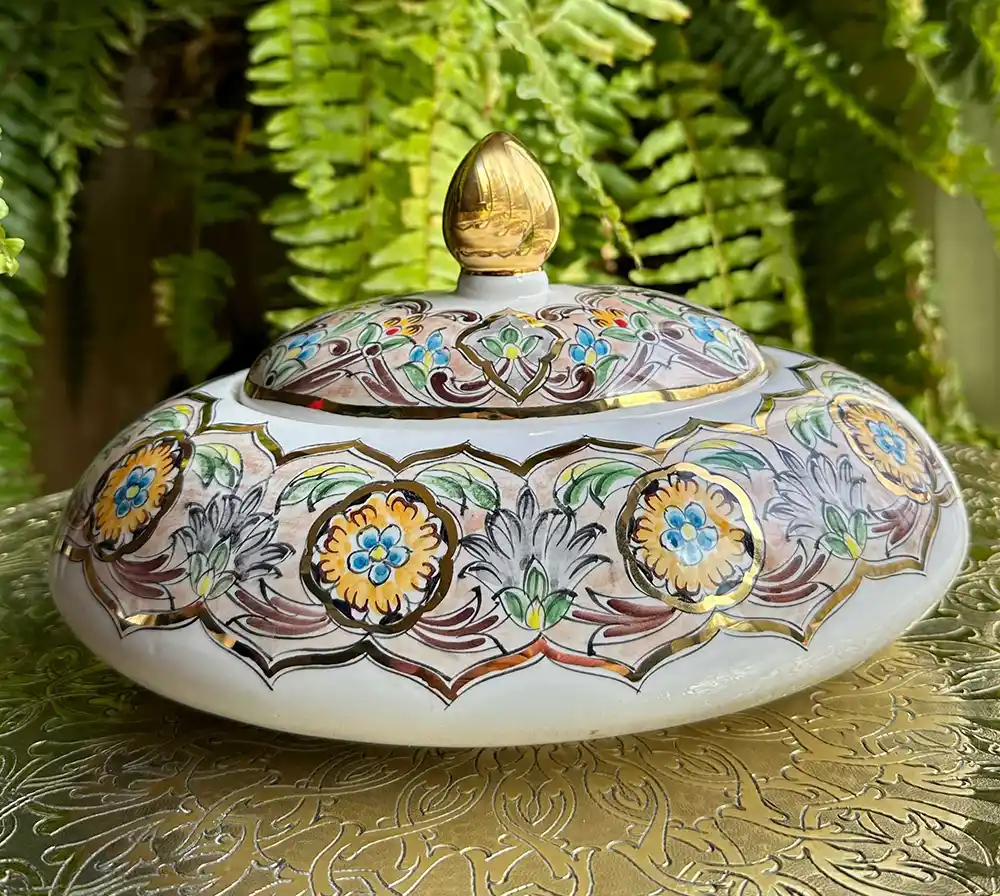Bonbonnière ovale beige